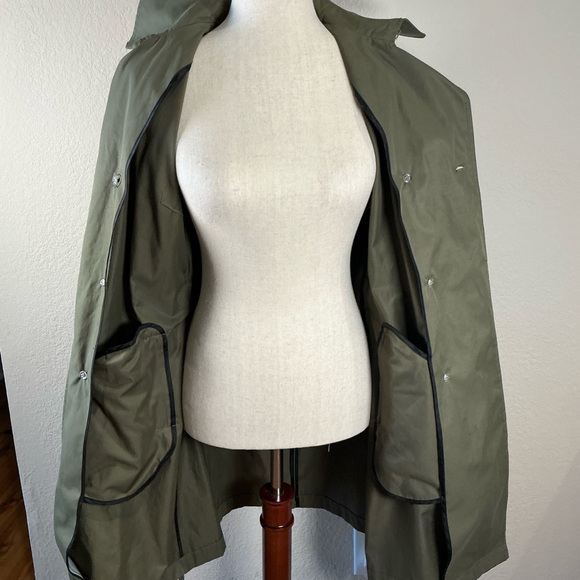NEW Women's TAHARI Stella Double-Breasted Trench Coat with Ruffled Cuffs- Olive - Picture 7 of 9